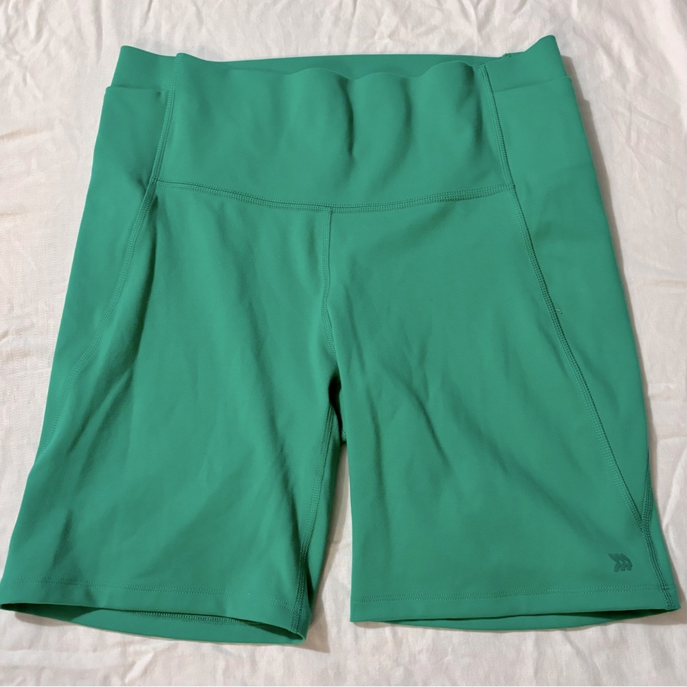 5” inseam Green Bike Shorts with Pockets